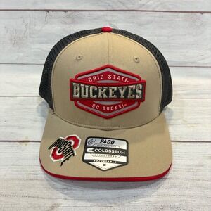 Colosseum Ohio State Buckeyes Trucker Hat Mens OSFA Khaki Snapback Mesh NCAA NWT
